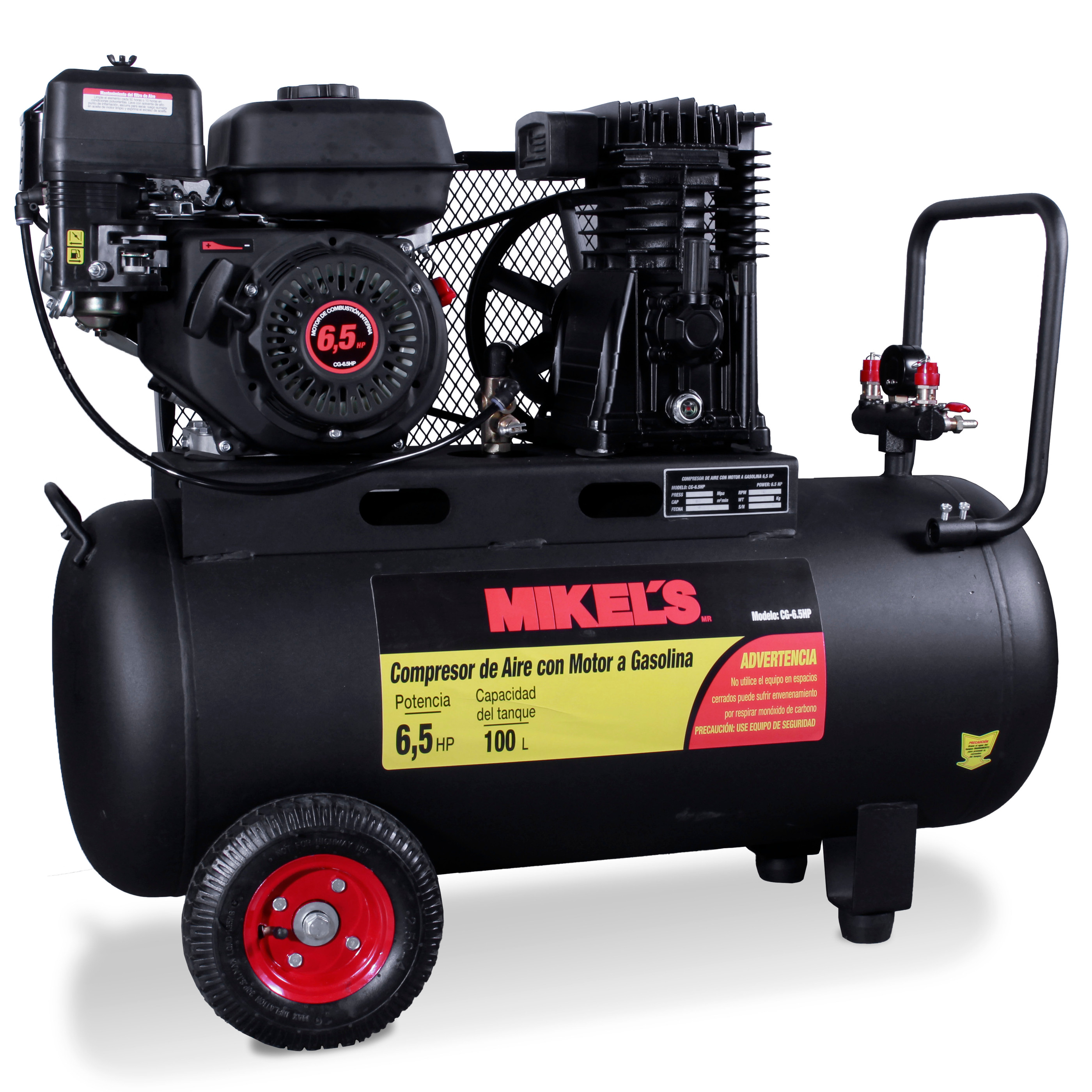 COMPRESOR DE AIRE 6.5 HP MOTOR A GASOLINA (100 LTS)