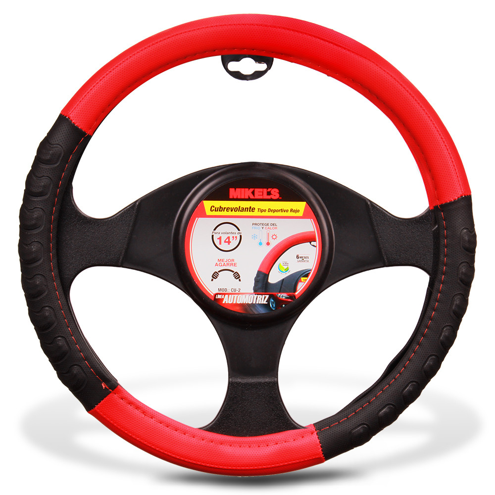 CUBRE VOLANTE TIPO DEPORTIVO, COLOR ROJO