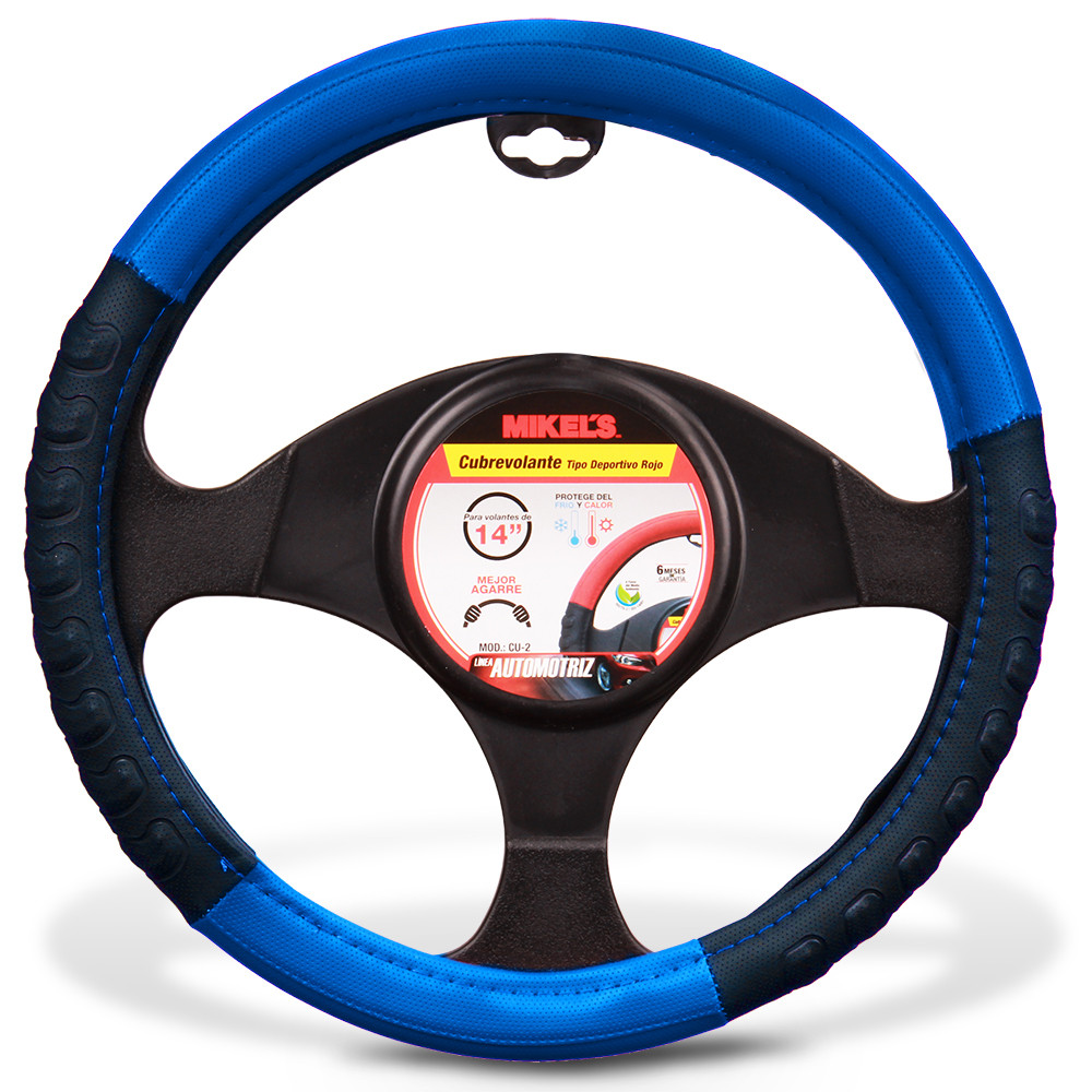 CUBRE VOLANTE TIPO DEPORTIVO, COLOR AZUL