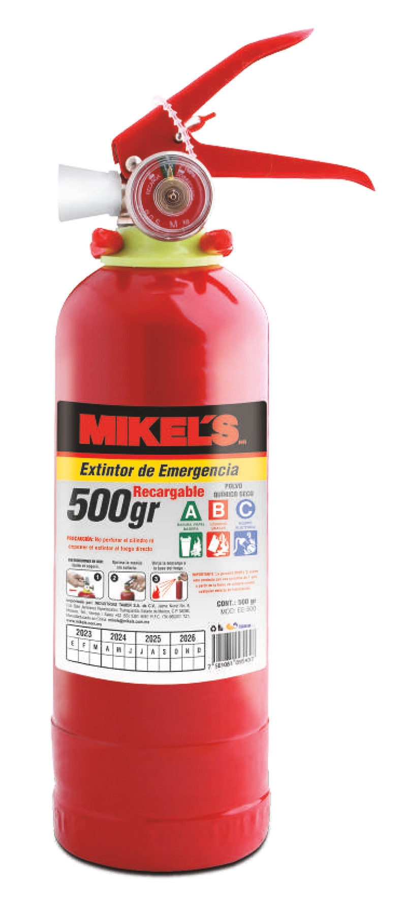 Extintor de emergencia recargable (500 grs)