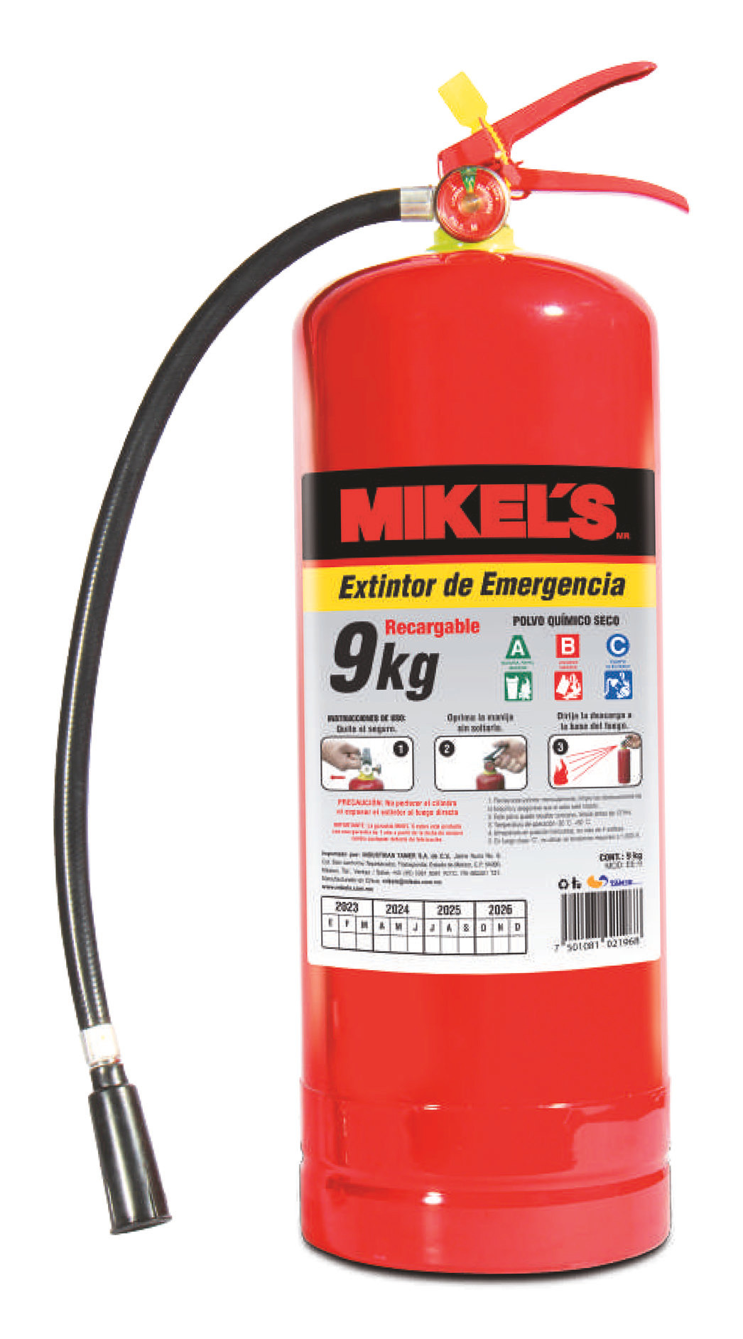 Extintor de emergencia recargable  (9 kgs)
