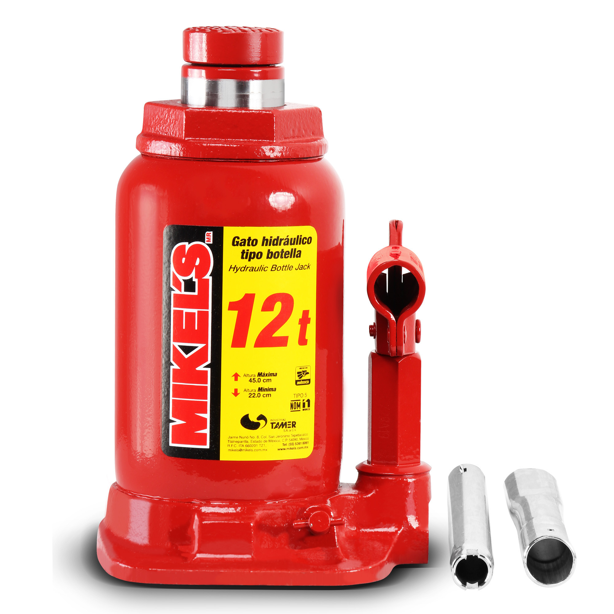 GATO HIDRÁULICO DE BOTELLA CON TORNILLO DE EXTENSIÓN (12 TON)