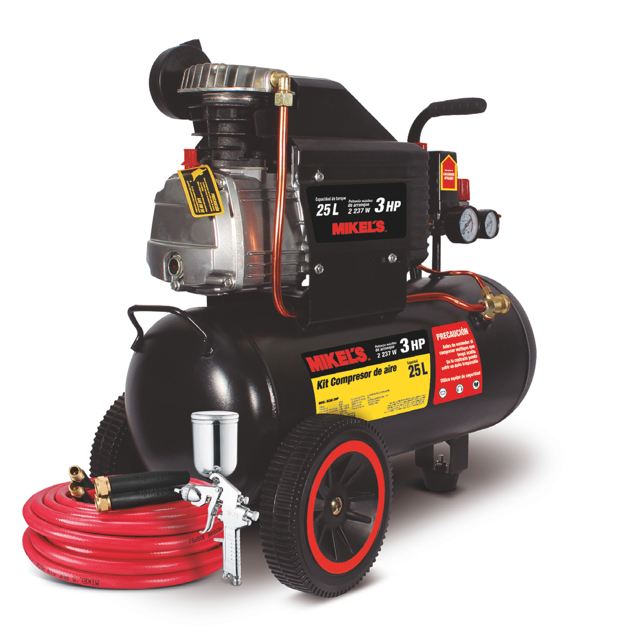 Compresor de aire 3 HP con kit neumático (25 lts)