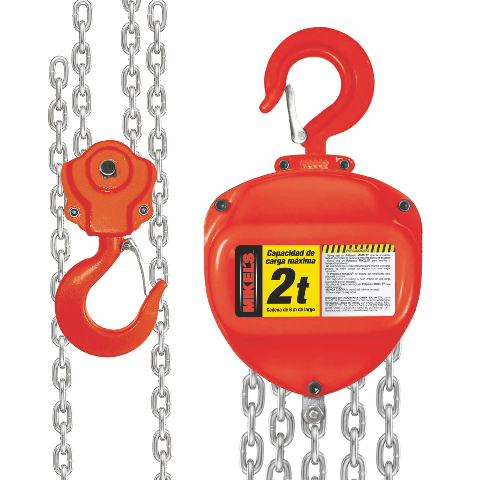 POLIPASTO MANUAL (2 TON, CADENA 6 MTS)