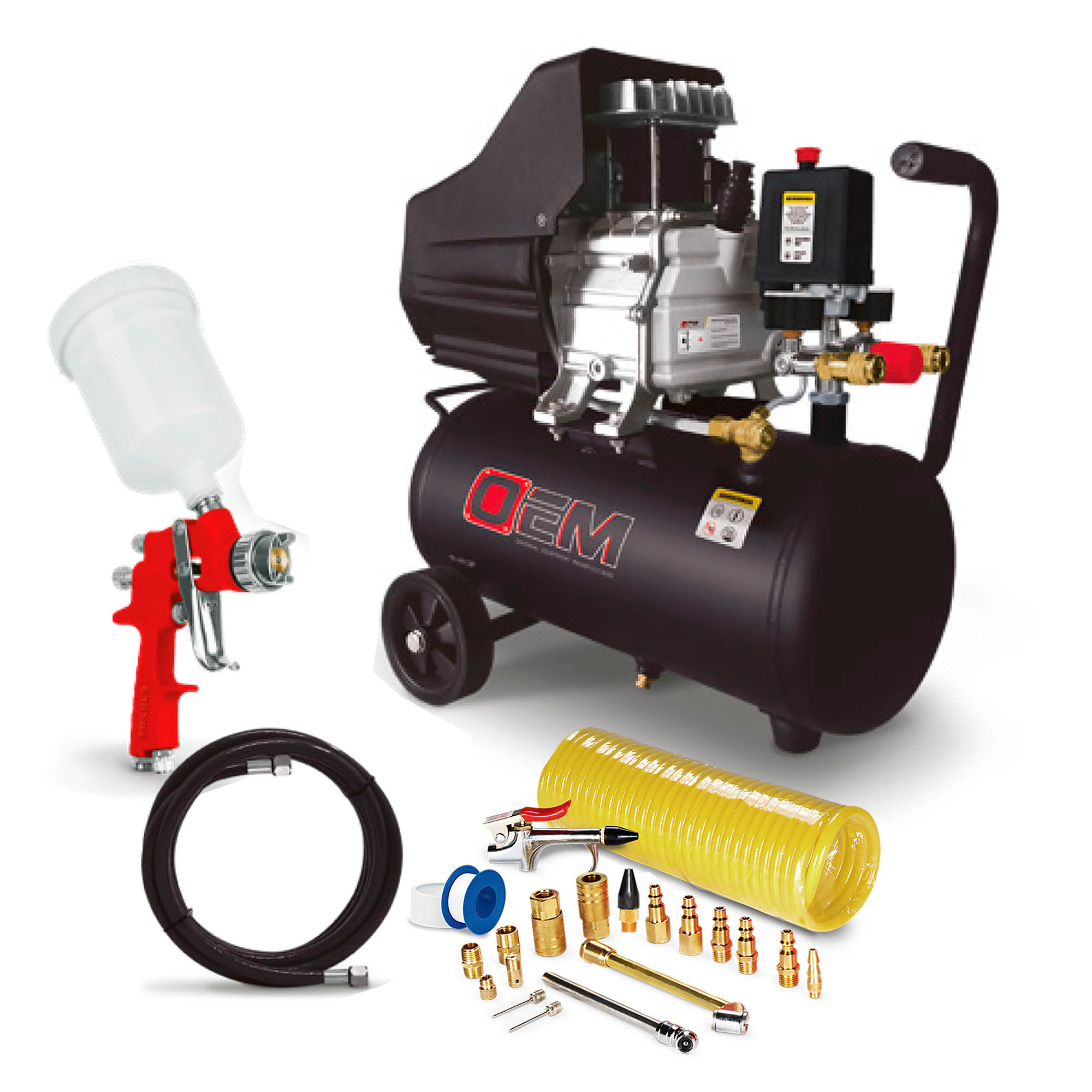 OEM COMPRESOR DE AIRE (2.5 HP) CON KIT NEUMÁTICO Y ACCESORIOS 